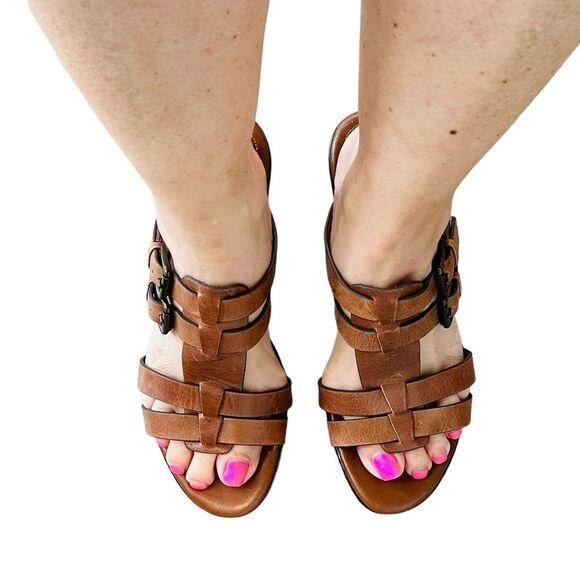 Sofft Tan Leather Strappy Buckle Heels - Size 7.5 - Picture 13 of 14